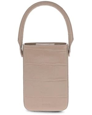 BY FAR Mini Crocodile-Effect Leather Shoulder Bag - White