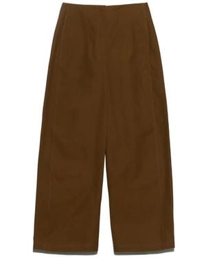 Bimba Y Lola Dark Suede Barrel-Leg Trousers - Brown