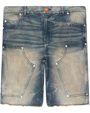 HELLSTAR Panelled Frayed-Hem Shorts - Blue