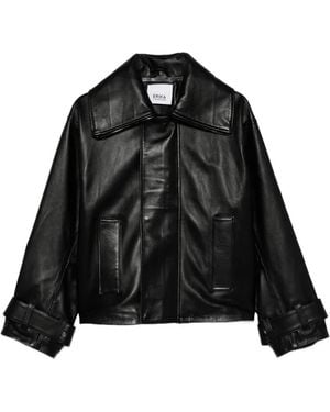 Erika Cavallini Semi Couture Oversized-Collar Jacket - Black