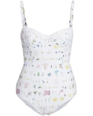 Erdem Floral-Print Swimsuit - White