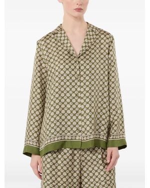 Max Mara Geometric-Print Silk Shirt - Multicolor