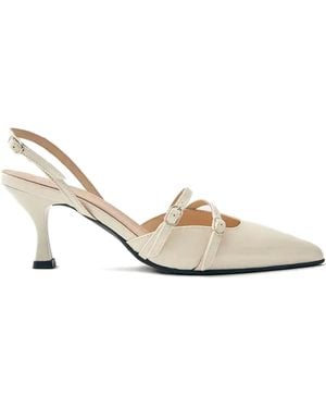 Alohas Joelle Buckle-Detail Pointed-Toe Pumps - Natural