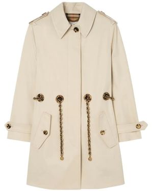 Burberry Short Gabardine Stonehaven Car Coat - Natural