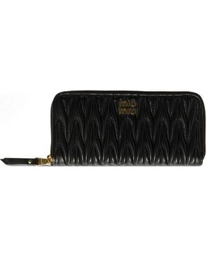 Miu Miu Zip-Up Wallet - Black