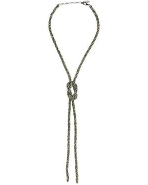 Brunello Cucinelli Beaded Knot Necklace - Grey