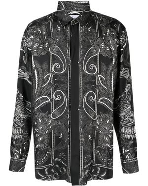 Philipp Plein Dandy Paisley-Print Silk Shirt - Black