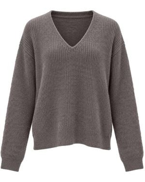C.T.Plage V-Neck Ribbed-Knit Jumper - Grey