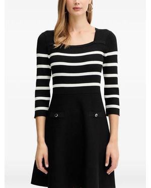 Morgan Striped Button-Detail Mini Dress - Black