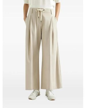Brunello Cucinelli Pleated Drawstring-Waist Palazzo Pants - Natural