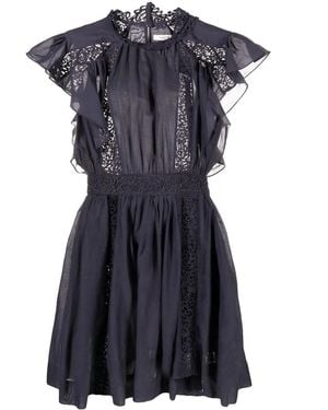 Isabel Marant Lace-Panel Short-Sleeve Dress - Blue