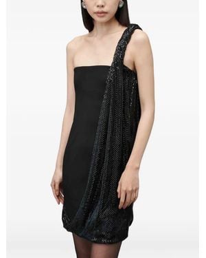 Alexander Wang Asymmetric Strapless Dress W/ Hotfix Twist Drape - Black