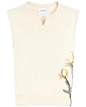 Barrie Thistle-Motif Cashmere Top - White