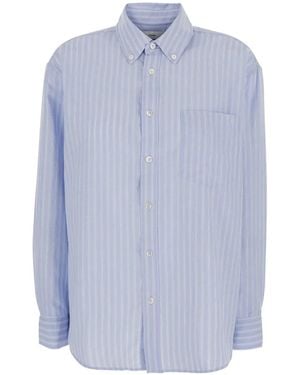 DUNST Striped Button-Down Shirt - Blue