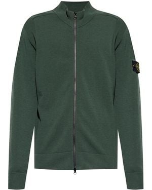 Stone Island Cardigan mit Kompass-Patch - Grün