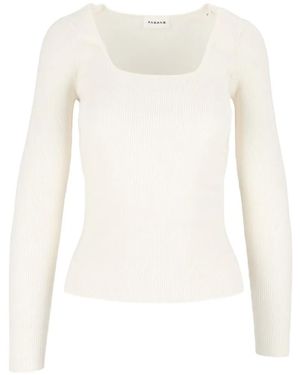 P.A.R.O.S.H. Ribbed-Knit Square-Neck Sweater - White
