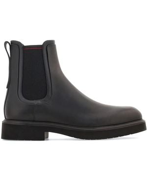 Ferragamo レザー チェルシーブーツ - ブラック