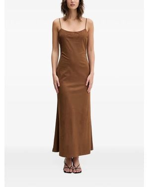 Bardot Suede-Effect Spaghetti-Strap Dress - Brown