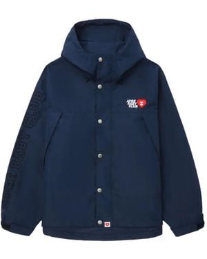 A Bathing Ape Logo Hooded Jacket - Blue