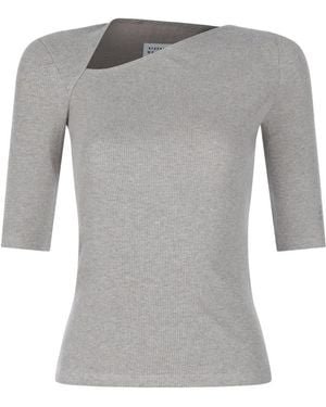 MM6 by Maison Margiela Ribbed Cut-Out Top - Grey