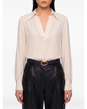 SUTTON NEW YORK V-Neck Georgette Blouse - White