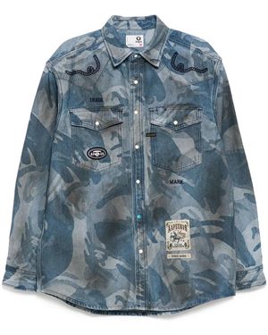Aape By A Bathing Ape Jeanshemd Mit Camouflagemuster - Blau