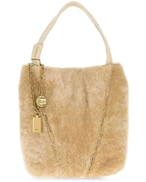 Chloé Small Spin Shearling Tote Bag - White