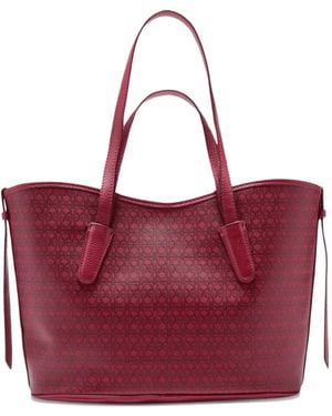 Coccinelle Mantas Monogram-Pattern Tote Bag - Red