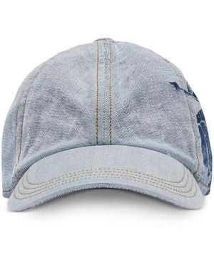 Burberry Cappello Da Baseball Denim Con Stampa - Grigio