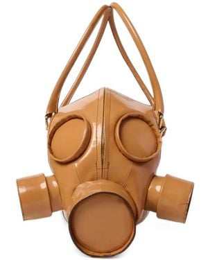 Doublet Gas Mask Leather Tote Bag - Brown