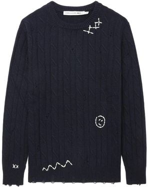 Joshua Sanders Cable-Knit Distressed Jumper - Blue