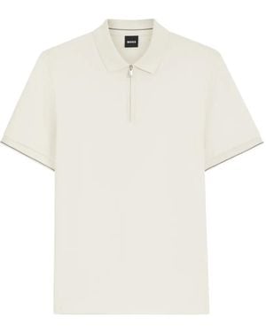 BOSS Polo Con Cremallera - Blanco