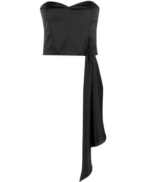 Gestuz Draped-Detailing Crop Top - Black