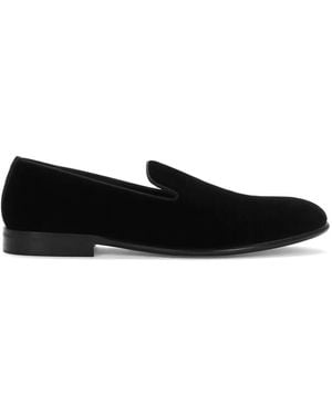 Dolce & Gabbana Zapatos de mocasines de terciopelo verde para hombre - Negro