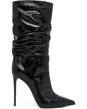 Le Silla 120 Mm Glanzende Laarzen Met Ruches - Zwart
