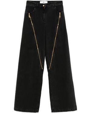 Elisabetta Franchi Jeans A Gamba Ampia - Nero