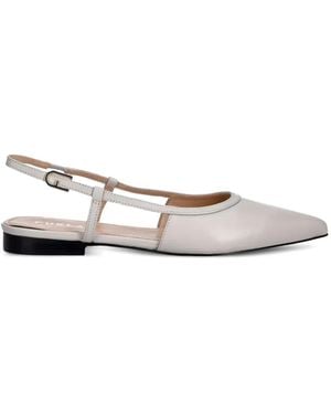 Furla Pointed Buckle Leather Ballet Flats - White