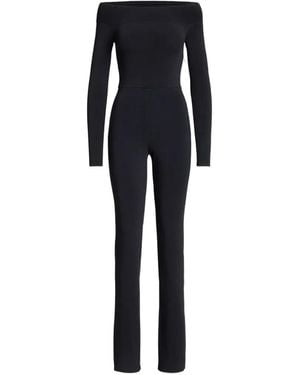 Ralph Lauren Off-Shoulder Long-Sleeve Jumpsuit - Blue
