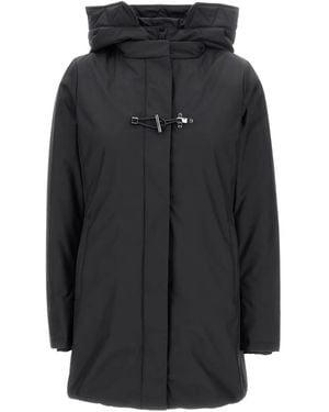 Fay Hooded Toggle Coat - Black