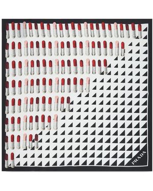 Prada Écharpe À Imprimé Lèvres - Noir