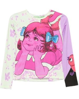Chopova Lowena Daydream Fitted Graphic-Print Long-Sleeve T-Shirt - Pink