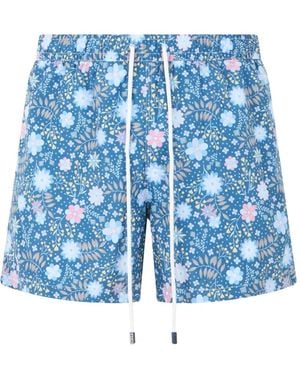 Fedeli Short De Bain À Fleurs - Bleu