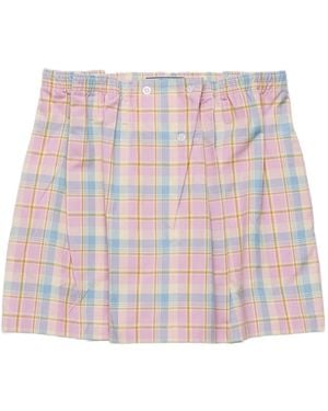 Prada Geruite Mini-Rok Met Gesmockte Taille - Roze