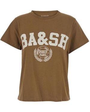 Ba&sh 'Ioni' Crewneck T-Shirt With Maxi Logo Print On The Front - Brown