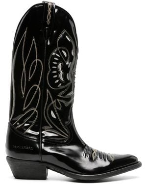 DSquared² Stitched Leather Western Boots - Black