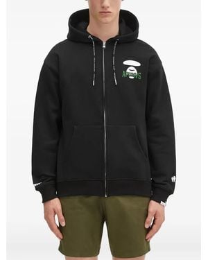 Aape By A Bathing Ape Logo-Print Zip-Up Hoodie - Black