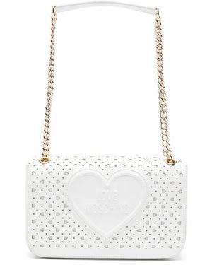 Love Moschino Heart-Perforated Cross Body Bag - White