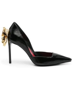 Ginissima X Moogu 100Mm Floral-Appliqué Heeled Court Shoes - Black