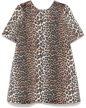 Ganni Dress With Animal Print - Natural