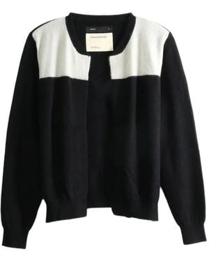 Frenckenberger Colour-Block Open-Front Cardigan - Black